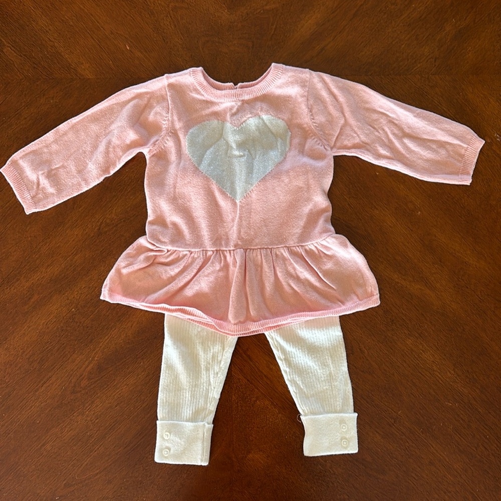 Carters Baby Girl Sweater/ Leggings Set - Size 12M